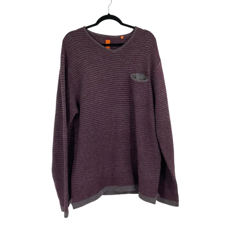 Robert Comstock Vertical Wool Nylon Ribbed Purple Sweater Men’s 2X Tall
